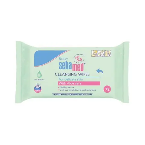 Детские влажные салфетки с алоэ 72 шт 7772 Sebamed