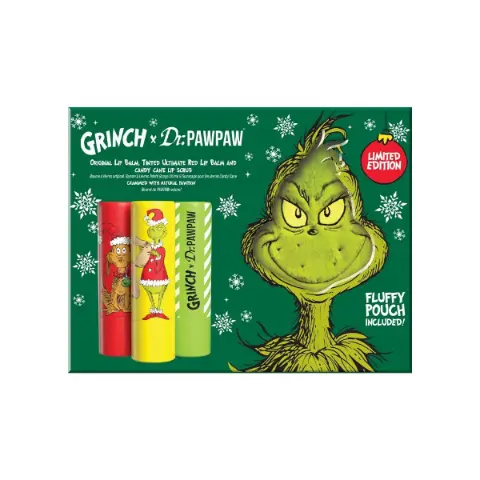 Dr. Pawpaw Lip Care Kit Red Lip Candy Cane And Original Grinch 5550